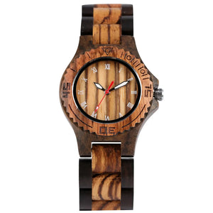 Chic Two Tone Women's Wooden Watch