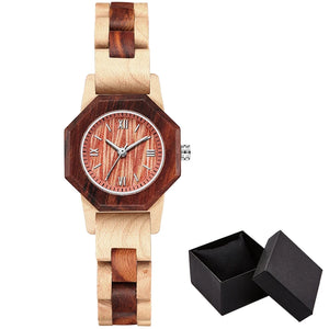 Two Tone Stylish Octagon Wooden Watch