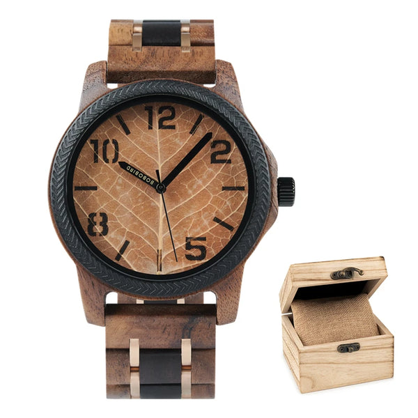 BOBO BIRD Leaf Dial Wooden Watch