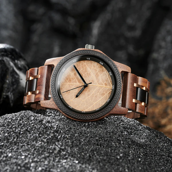 BOBO BIRD Leaf Dial Wooden Watch