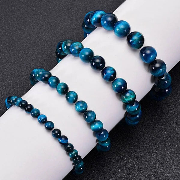 Blue Tiger Eye Stone Beaded Bracelet