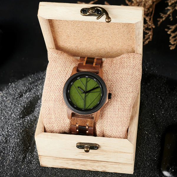 BOBO BIRD Leaf Dial Wooden Watch