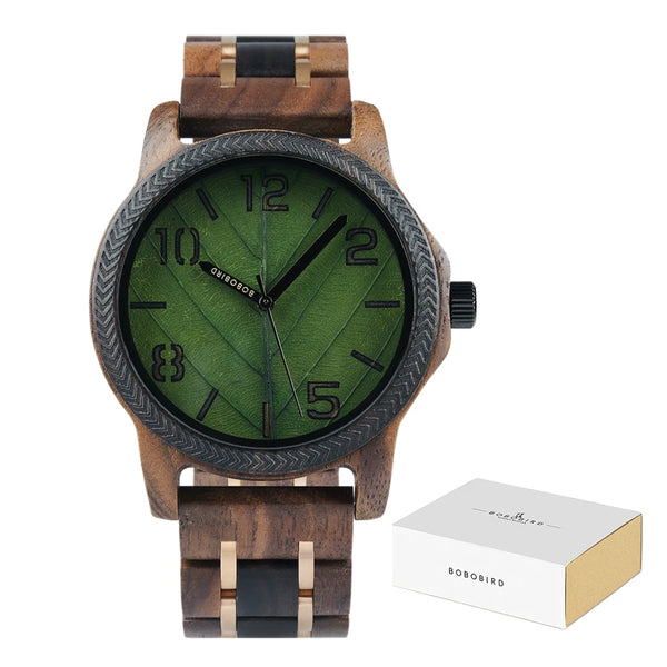 BOBO BIRD Leaf Dial Wooden Watch