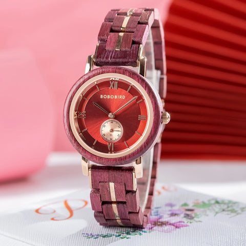 Elegant BOBOBIRD Classy Glossy Dial Women's Wooden Watch