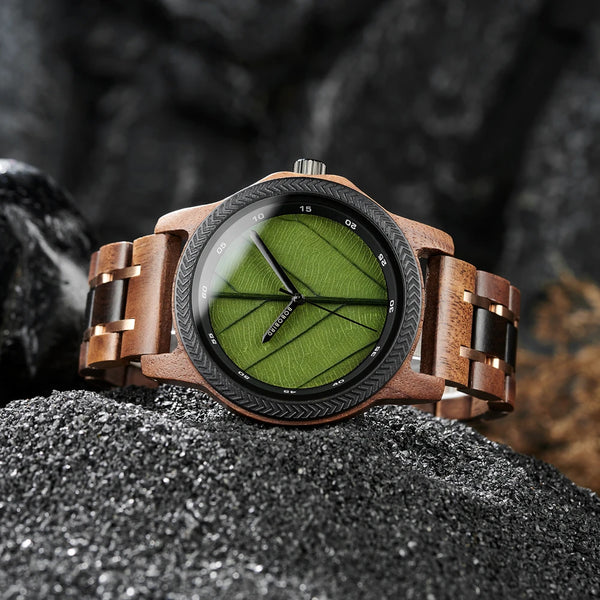 BOBO BIRD Leaf Dial Wooden Watch