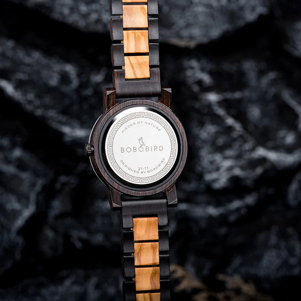 BOBO BIRD Stone Crafted Dial Wooden Watch