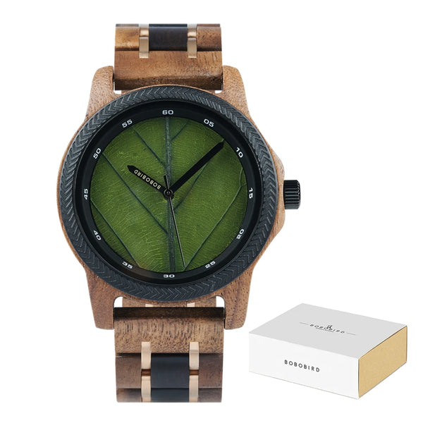 BOBO BIRD Leaf Dial Wooden Watch