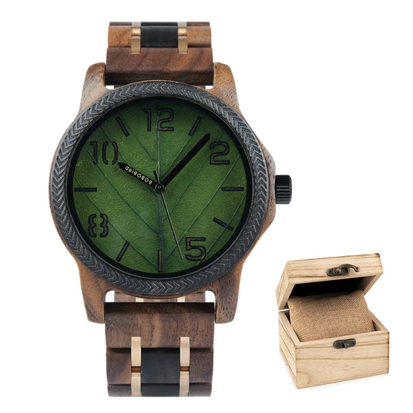 BOBO BIRD Leaf Dial Wooden Watch
