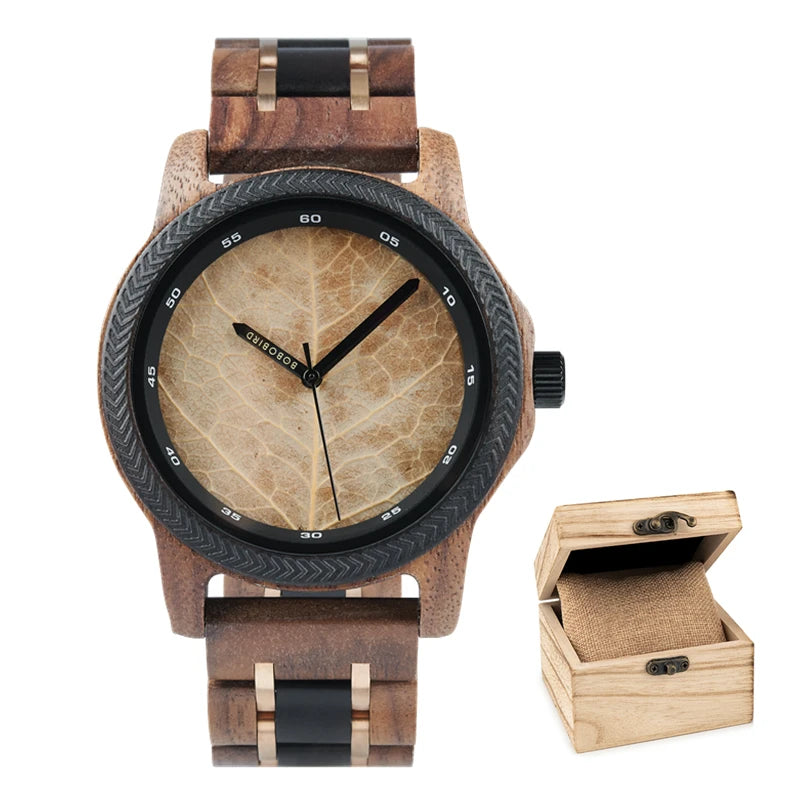 BOBO BIRD Leaf Dial Wooden Watch