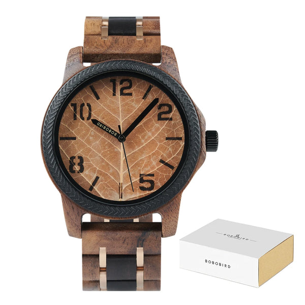 BOBO BIRD Leaf Dial Wooden Watch