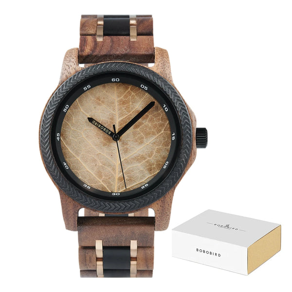 BOBO BIRD Leaf Dial Wooden Watch