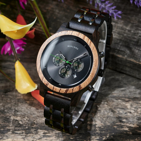 BOBO BIRD Classy Multi Dial Wooden Watch