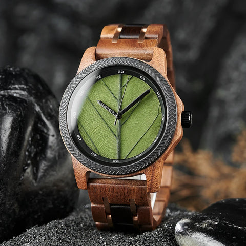 BOBO BIRD Leaf Dial Wooden Watch