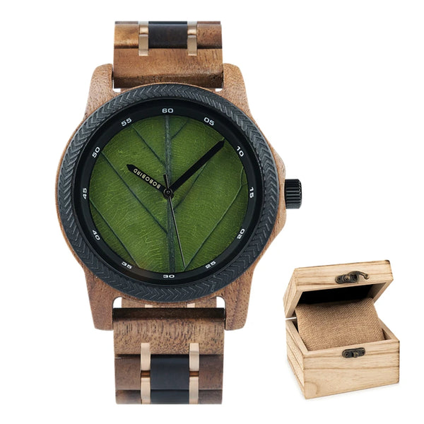 BOBO BIRD Leaf Dial Wooden Watch