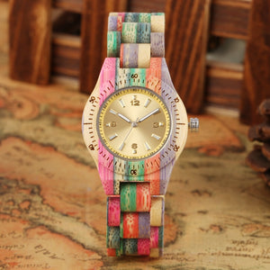 Women's Wooden Watch 100% Handmade Colorful Bamboo