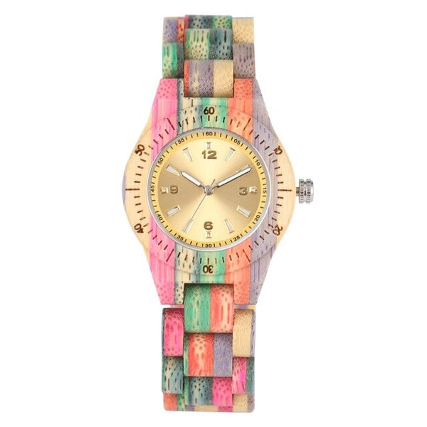 Women's Wooden Watch 100% Handmade Colorful Bamboo