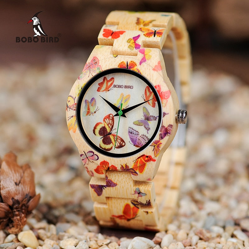 BOBO BIRD Ladies Wooden Watch Butterfly