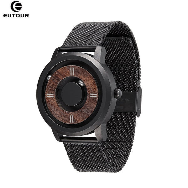 2020 EUTOUR Mens Stainless Steel + Wood Watch