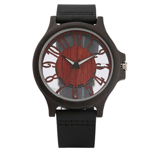 Transparent Numerals Display Men's Wooden Watch