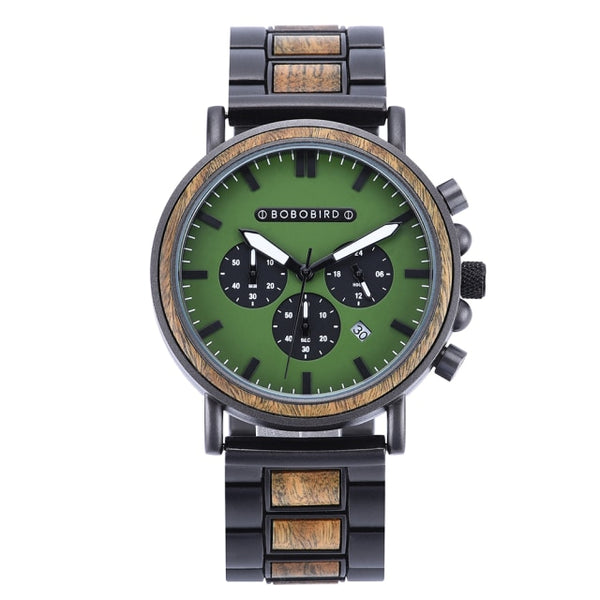 BOBO BIRD Luxury Wood + Stainless Steel Men's Watches