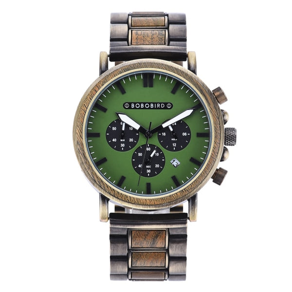 BOBO BIRD Luxury Wood + Stainless Steel Men's Watches