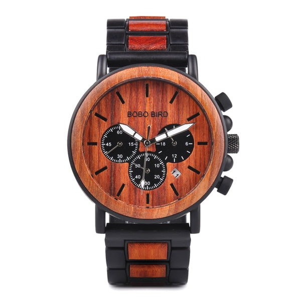 BOBO BIRD Luxury Wood + Stainless Steel Men's Watches