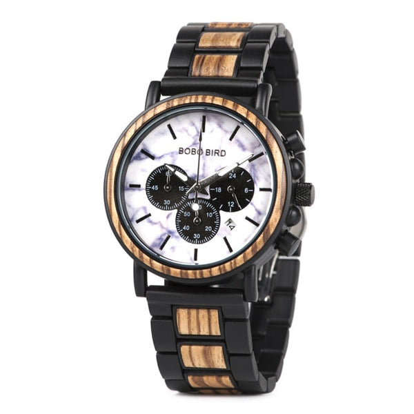 BOBO BIRD Luxury Wood + Stainless Steel Men's Watches