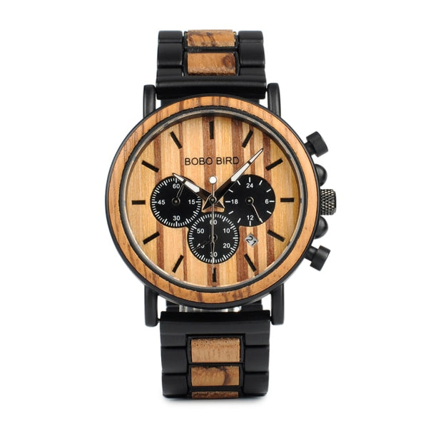 BOBO BIRD Luxury Wood + Stainless Steel Men's Watches