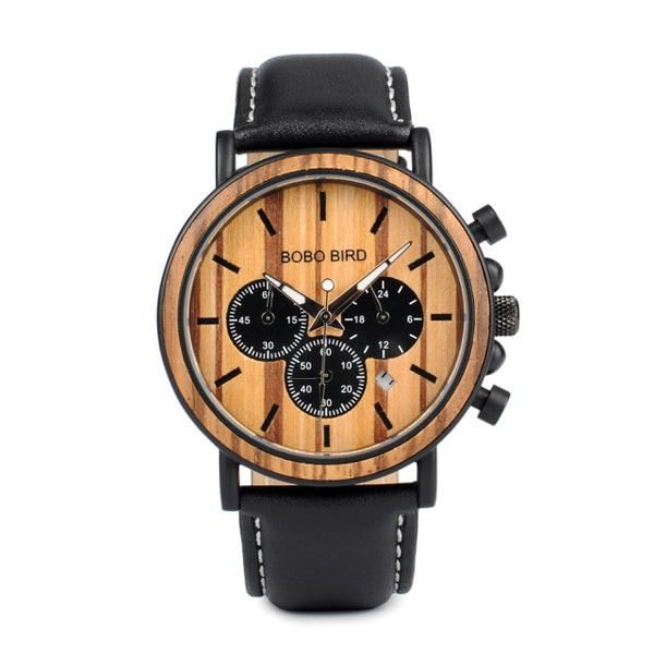 BOBO BIRD Luxury Wood + Stainless Steel Men's Watches