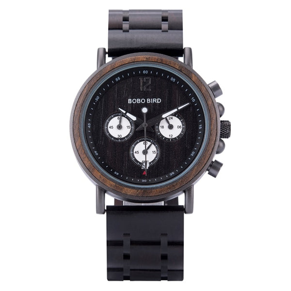 BOBO BIRD Luxury Wood + Stainless Steel Men's Watches