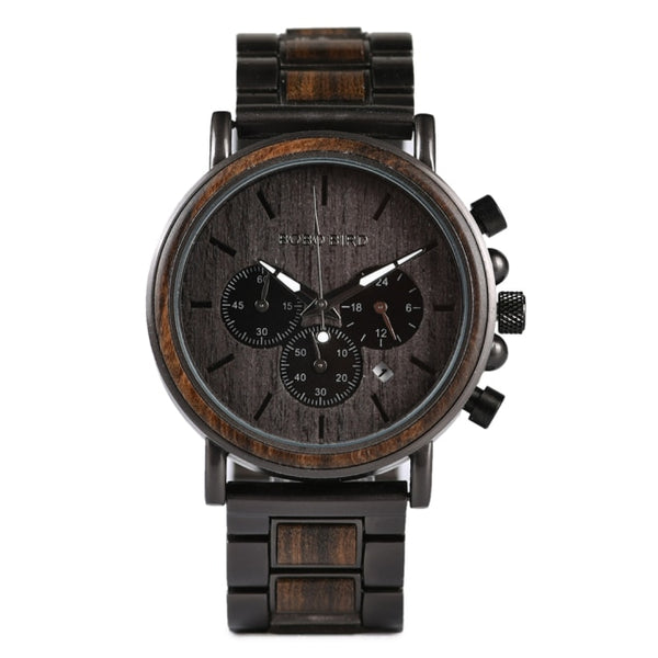 BOBO BIRD Luxury Wood + Stainless Steel Men's Watches