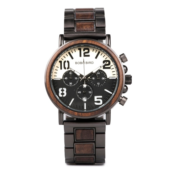 BOBO BIRD Luxury Wood + Stainless Steel Men's Watches