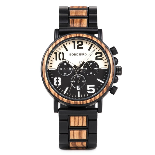 BOBO BIRD Luxury Wood + Stainless Steel Men's Watches