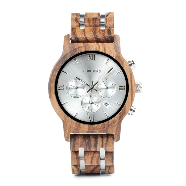 BOBO BIRD Luxury Wood + Stainless Steel Men's Watches