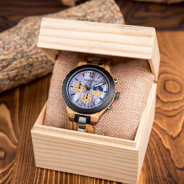 BOBO BIRD Luminous Men's Wooden Timepiece