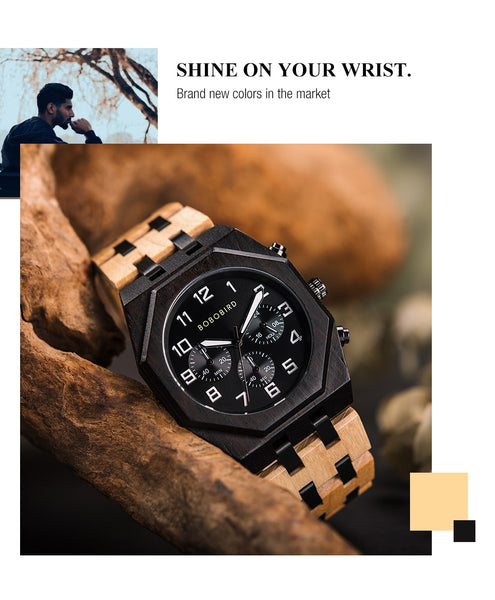 BOBO BIRD Wooden Chronograph Watch