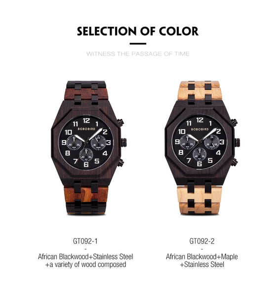 BOBO BIRD Wooden Chronograph Watch