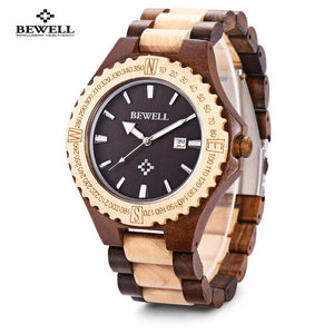 BEWELL Men's Fashion Wooden Watch