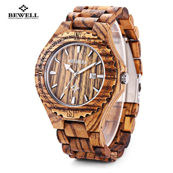 BEWELL Men's Fashion Wooden Watch