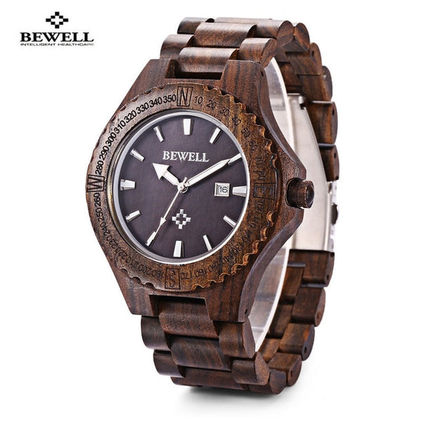 BEWELL Men's Fashion Wooden Watch